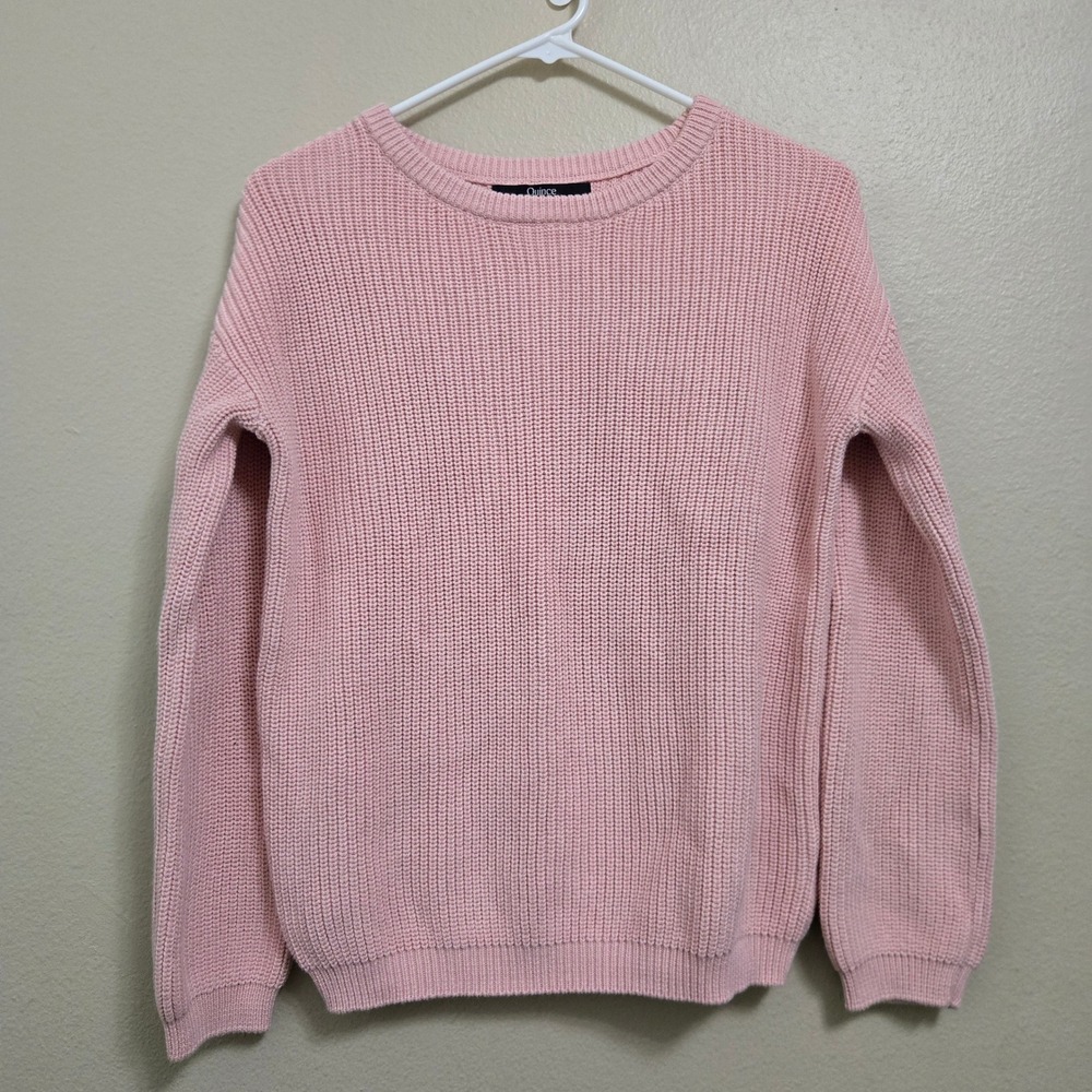 Quince Organic Cotton Fisherman Crew Sweater Pink Knit Size 12 JDA01 U-140